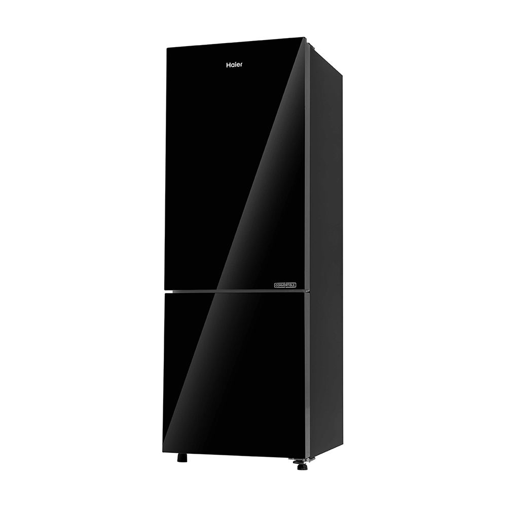 Haier 265L  2 Star  Black Glass Bottom Mount Refrigerator